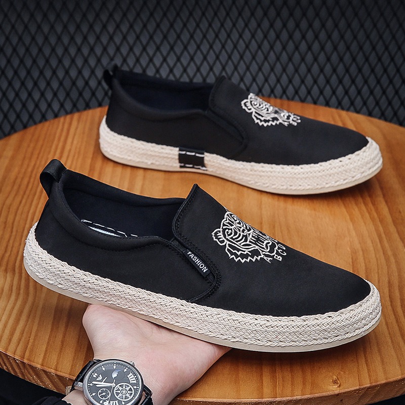 Espadrille Slip On - 남성용 블랙 통기성 신발 럭셔리 로퍼