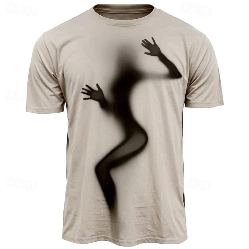 Tee Graphic Print - 패션 3D 프린팅 인체 그림자 티셔츠
