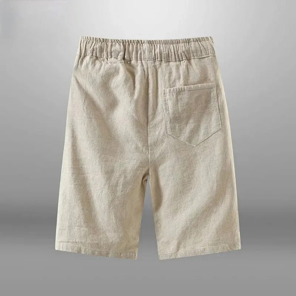 남성용 코튼 린넨 캐주얼 반바지, 통기성 비치 반바지, - Short Linen Drawstring 리뷰 및 가격