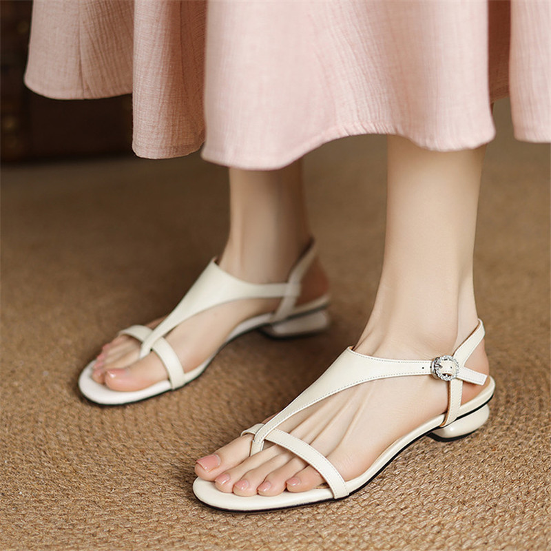 새로운 여름 샌들 분할 가죽 여성 신발 라운드 발가락  - Casual Sandal Leather 리뷰 및 가격