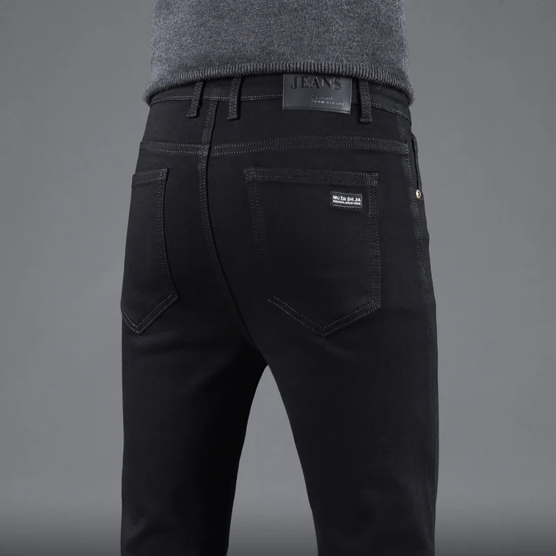 봄 가을 새로운 남성 순수 블랙 슬림 청바지 탄성 스트 - Levis Jeans 501 리뷰 및 가격
