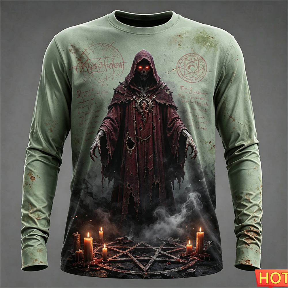 가을 겨울 남성용 긴팔 티셔츠 할로윈 3D 사무라이 스 - Tee Graphic Print 리뷰 및 가격